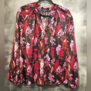 RACHEL Rachel Roy Black and Pink Floral Blouse